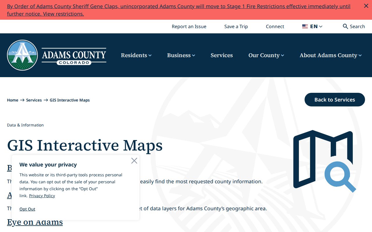Thornton neighbors Adams County GIS interactive map access