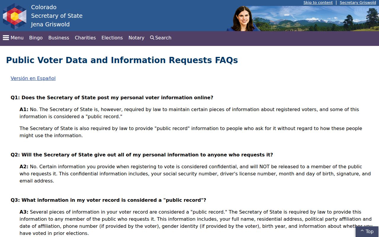 Thornton neighbors Colorado voter data fields and protections