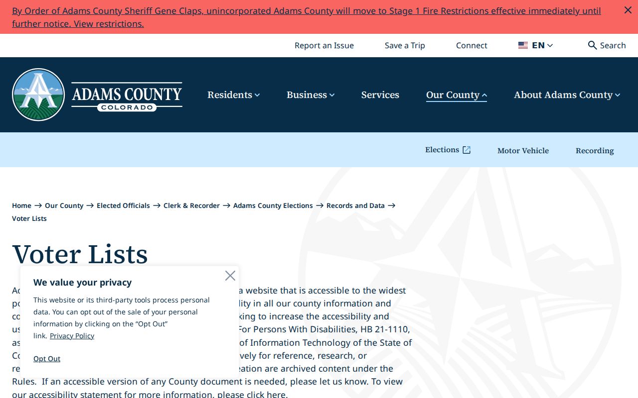 Thornton resident lookup Adams voter master list and history links