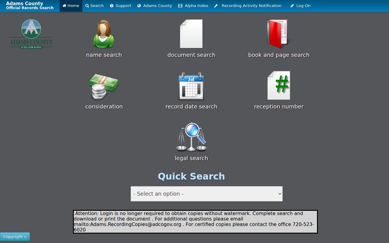 Thornton street directory Adams Landmark Web recording disclaimer