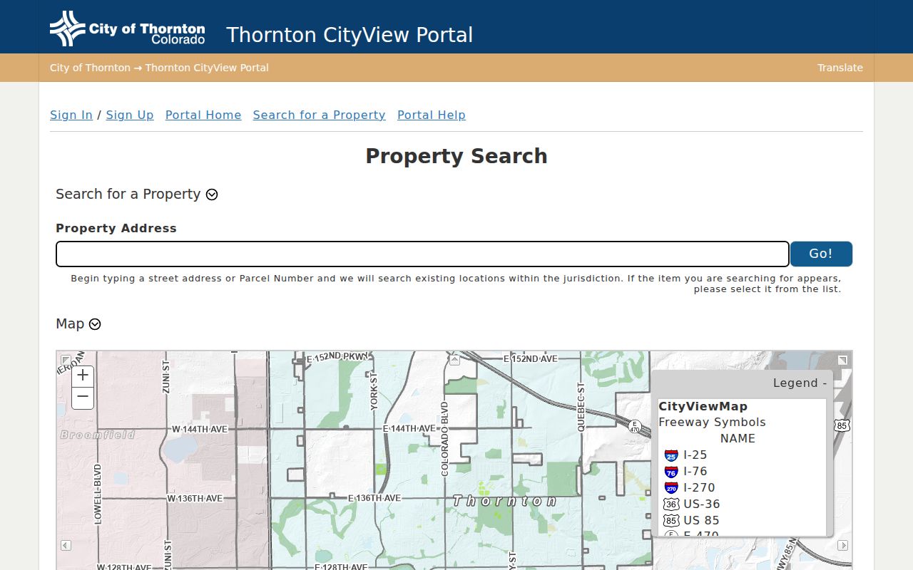 Thornton street directory CityView property and permit locator